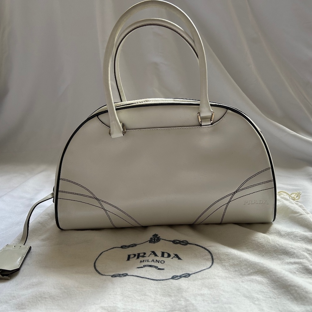 Prada  Bowling White Leather Bag